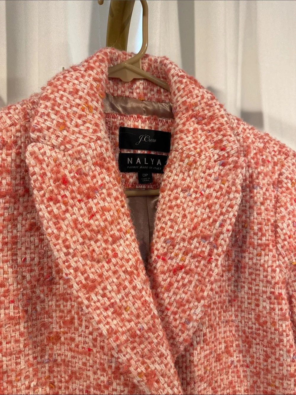J. Crew Daphne in Italian Tweed Topcoat Faded Guava Nayla Size 0P